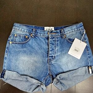 One Teaspoon Light Blue Rolled Hem Denim Chargers NWT